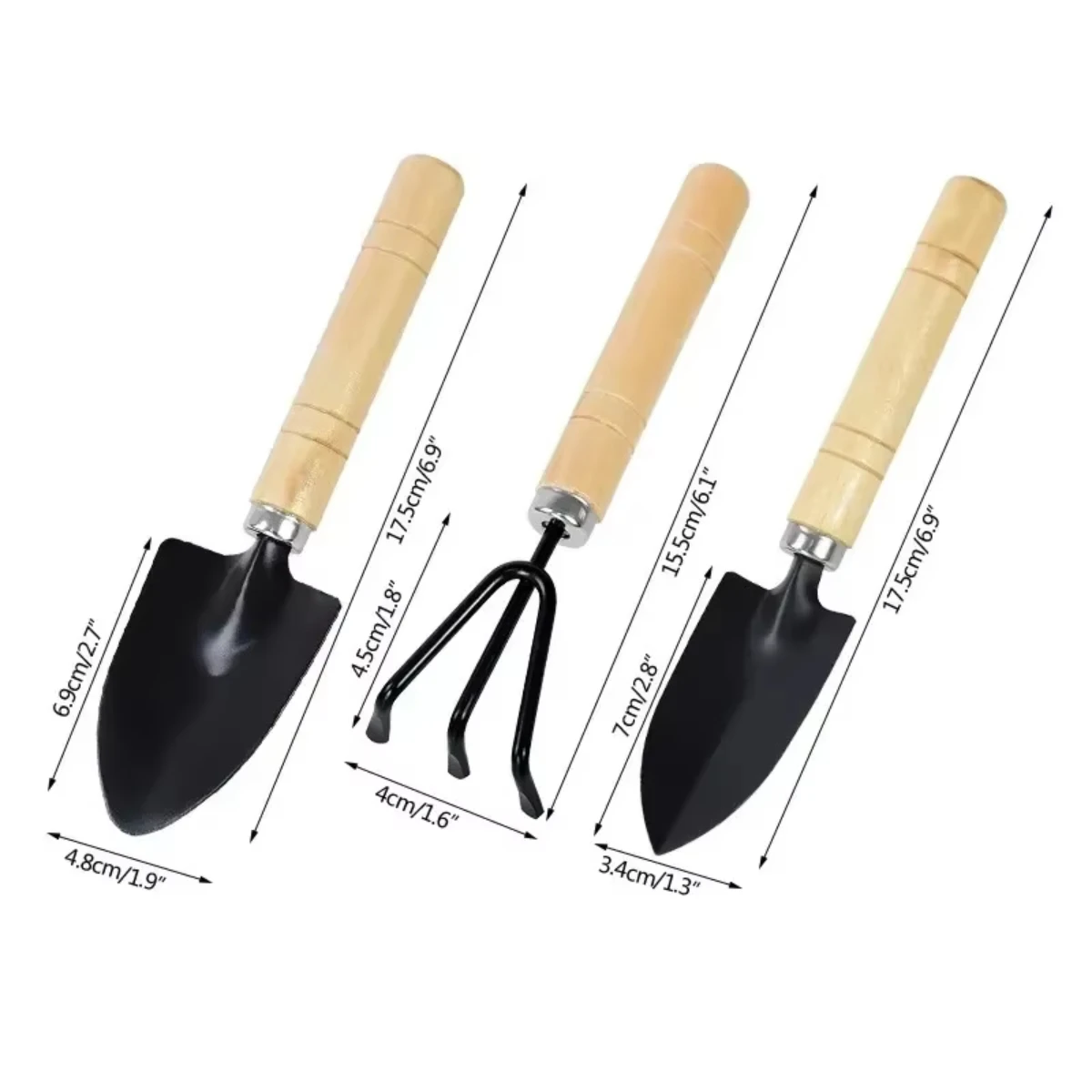 Gardening Tools Vegetables - ชุดเครื่องมือทำสวนขนาดเล็ก 3 ชิ้น สำหรับปลูกต้นไม้ในสวน กระถางดอกไม้ กระบองเพชร