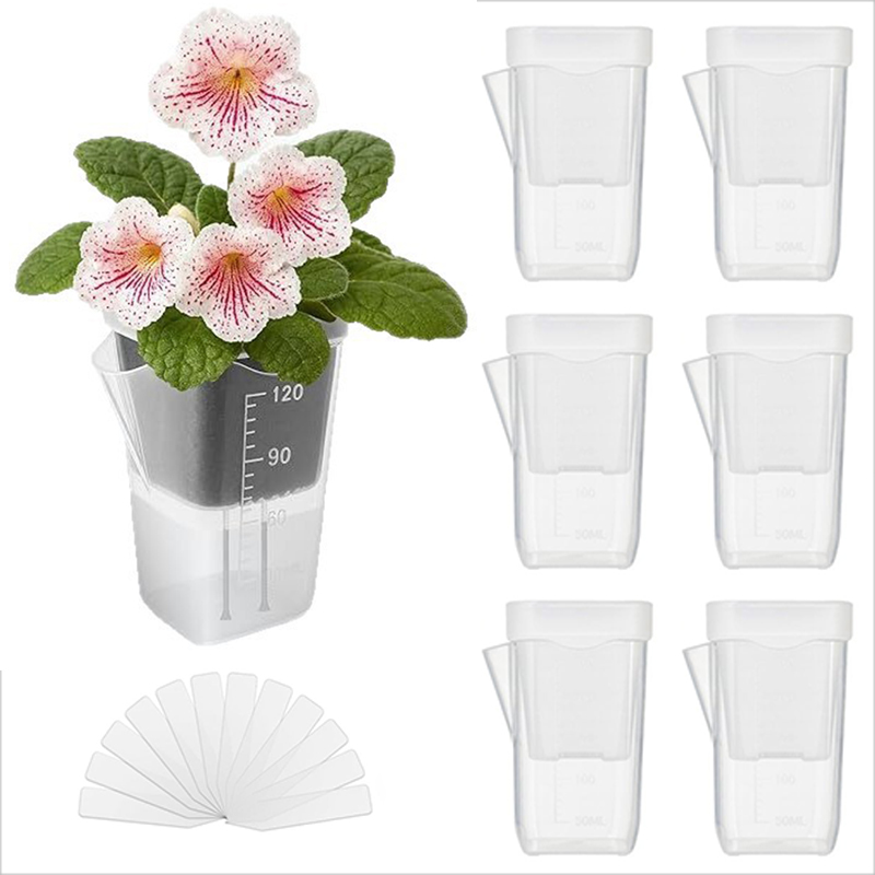 Self-Watering Planter - กระถางปลูกต้นไม้แบบรดน้ำเอง 16/32 ชิ้น – กระถางไฮโดรโพนิกใสพร้อมตัวบ่งชี้ระดับน้ำ, ตะกร้าตาข่ายด้านใน,