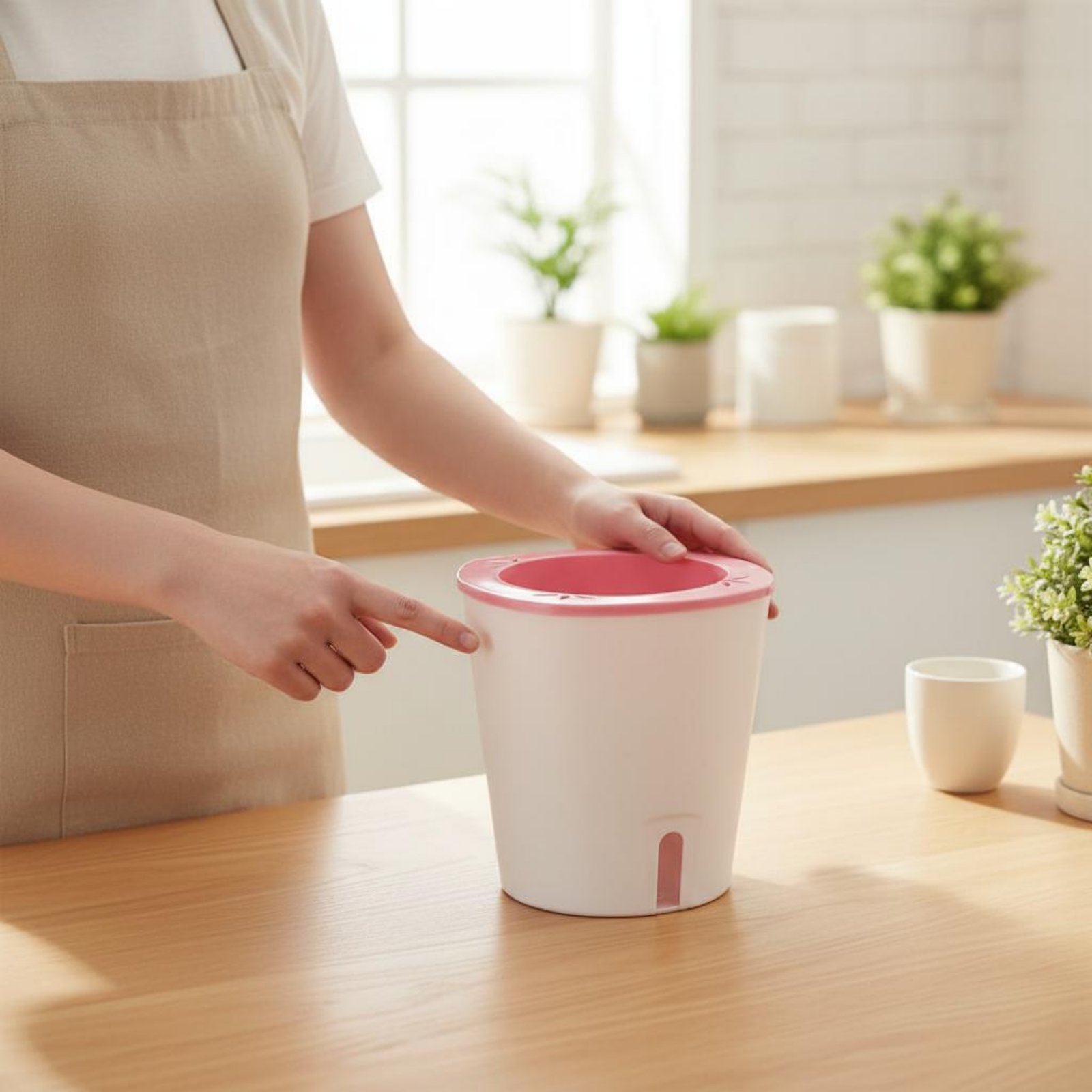 Self-Watering Planter - กระถางปลูกต้นไม้แบบรดน้ำเองได้ ขนาดใหญ่ กระถางรดน้ำเองได้ กระถางปลูกต้นไม้แบบมีถังเก็บน้ำ ภาชนะปลูกพืชแบบไฮโดรโปนิกส์ น้ำหนักเบา