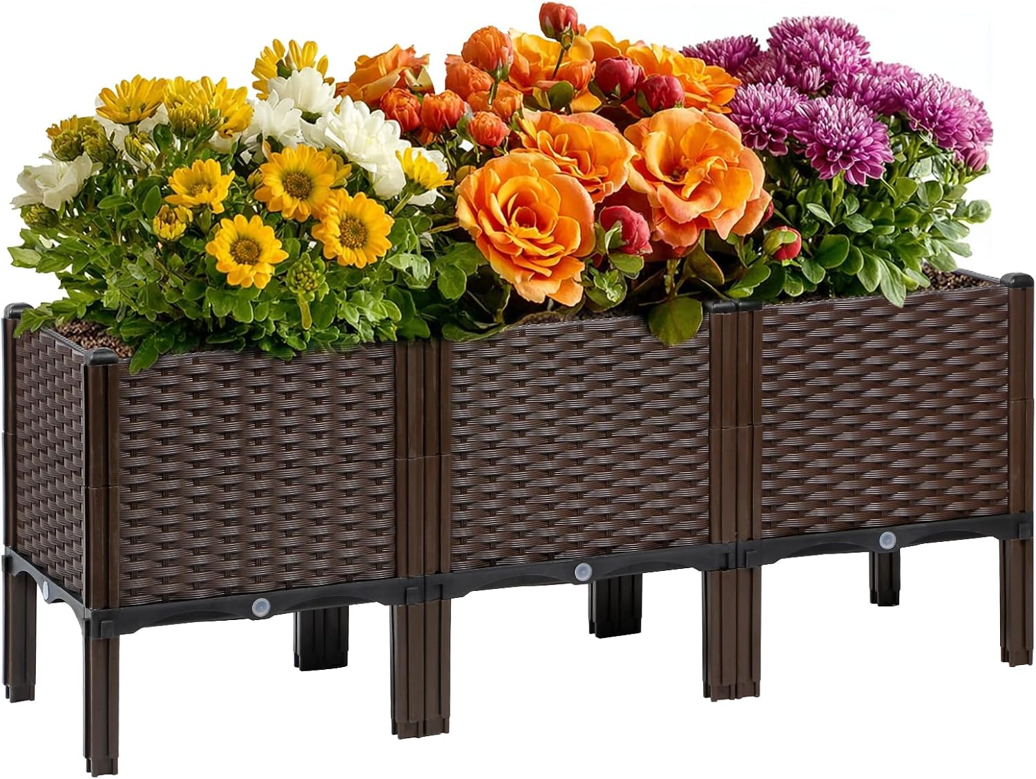 Self-Watering Planter - กระถางปลูกต้นไม้หวายสำหรับสวนกลางแจ้ง สีธรรมชาติ รดน้ำเองได้ รูปทรงสี่เหลี่ยม