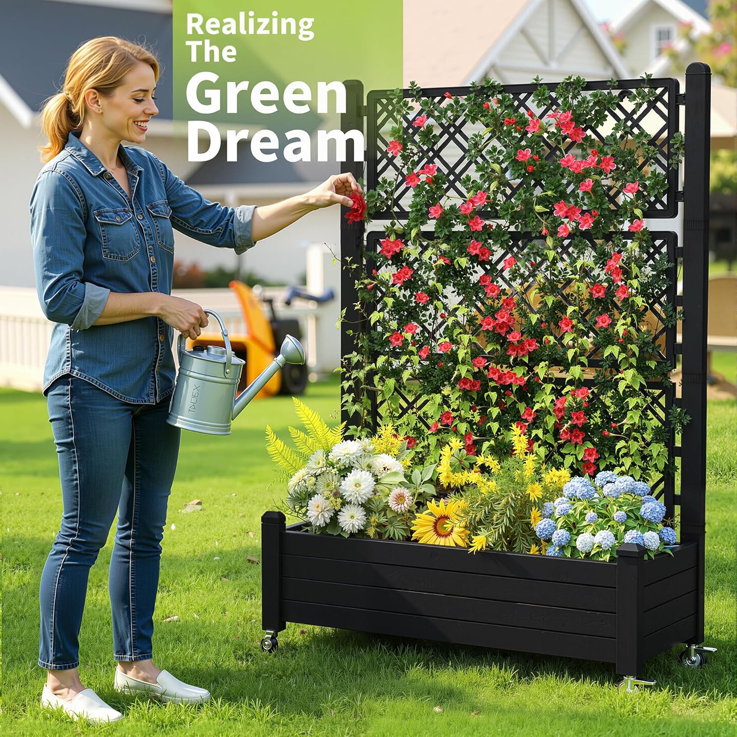 แปลงปลูกผักยกพื้นพร้อมโครงตาข่ - Self-Watering Planter บทวิจารณ์และราคา